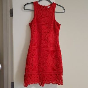 J.O.A. Red Crochet Dress